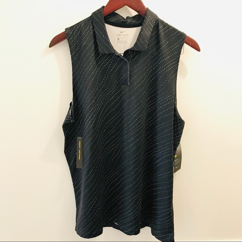 NWT Nike Dri-Fit Print Sleeveless Golf Shirt Black - Picture 1 of 9
